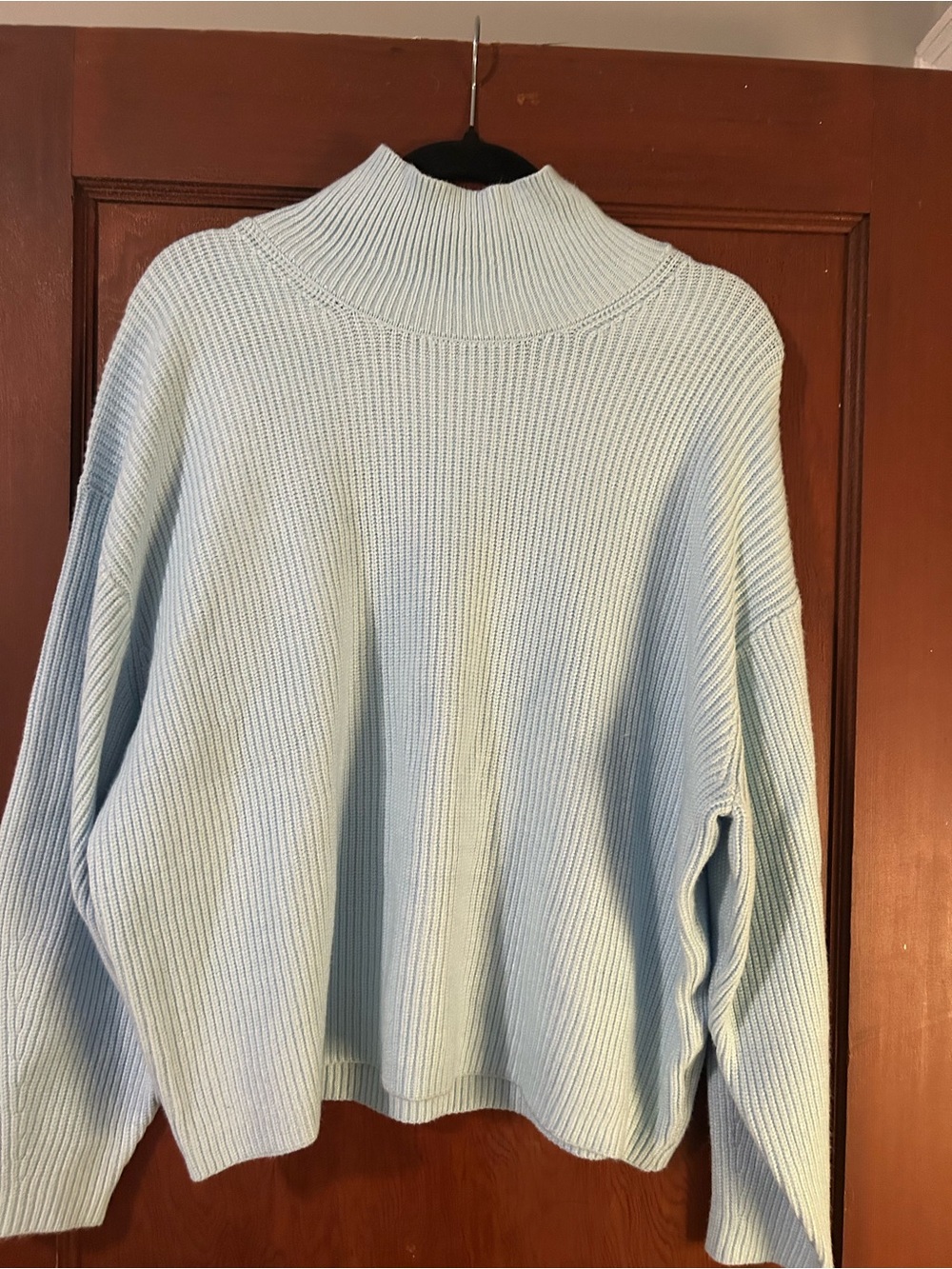 a new day Light Blue Ribbed Mock Turtleneck Sweater